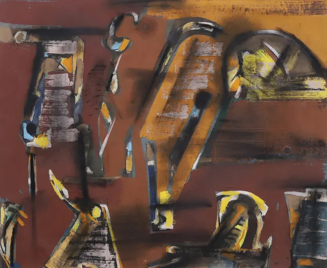 ENDRE NEMES. "Odeciderade gestalter", blandteknik, signerad.