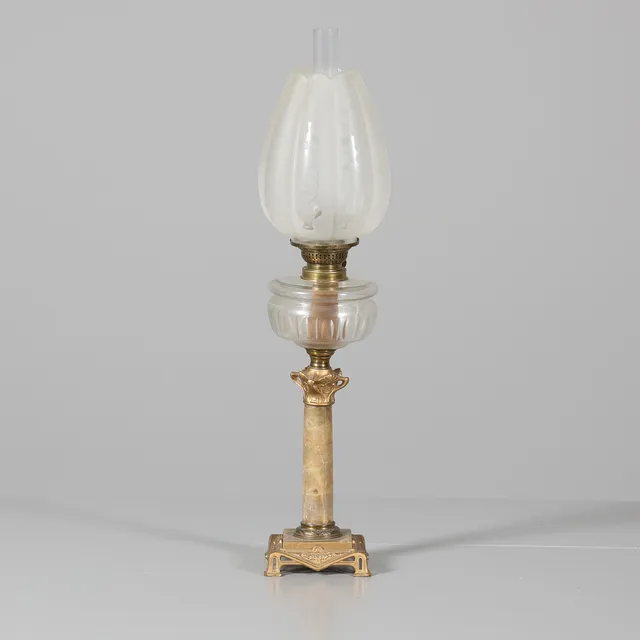 BORDSFOTOGENLAMPA, sten, metall samt glas, Kosmos Brenner.