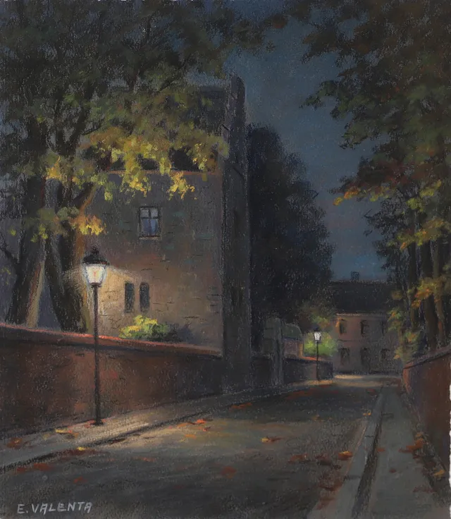 EDDIE VALENTA. Motiv från Lund, akvarell, signerad E. Valenta.