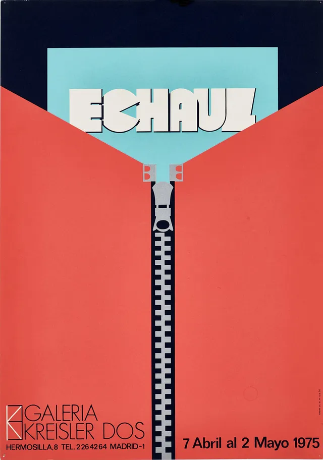 FRANCISCO ECHAUZ (Spanien, 1927-2011). "ECHAUZ", Galeria Kreisler Dos 1975, Madrid, silkscreen, utställningsaffisch, tryckt av Sericum.