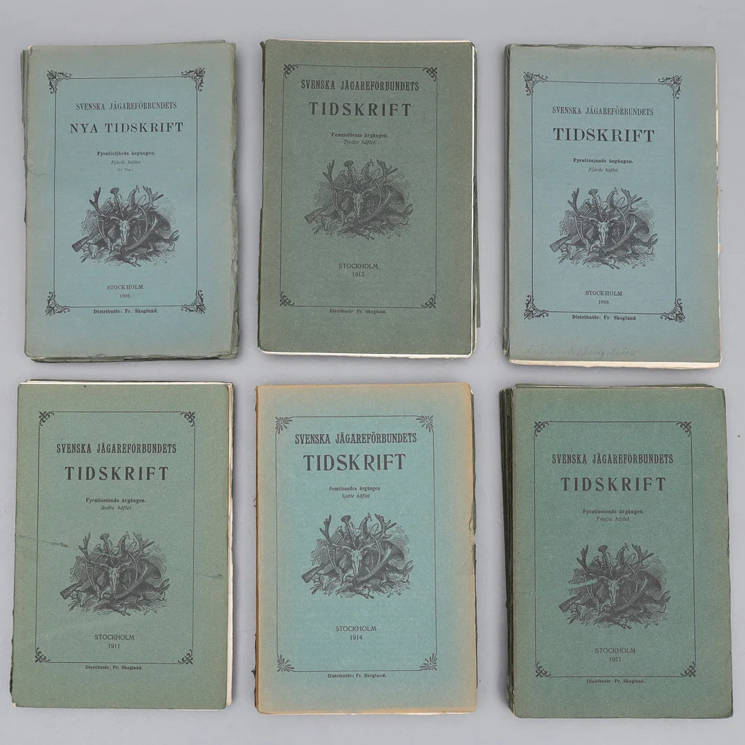 SVENSKA JÄGAREFÖRBUNDETS TIDSKRIFT, Distributör Fr. Skoglund, 1907-1914. — Books — Auktionsmagasinet Vänersborg