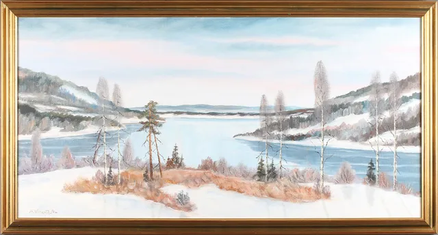 FINGAL WINROTH. Landskapsvy, olja på pannå, signerad och daterad -74.
