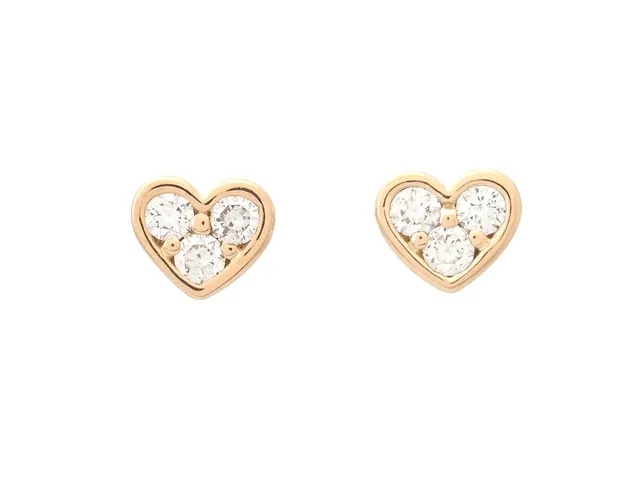 ÖRHÄNGEN, 18K guld, 6 briljantslipade diamanter ca 0,11 ctv, ca TW-TCr/VS, hjärtan, stift, mått 4,5 x 4,0 mm, vikt 1,8 g.