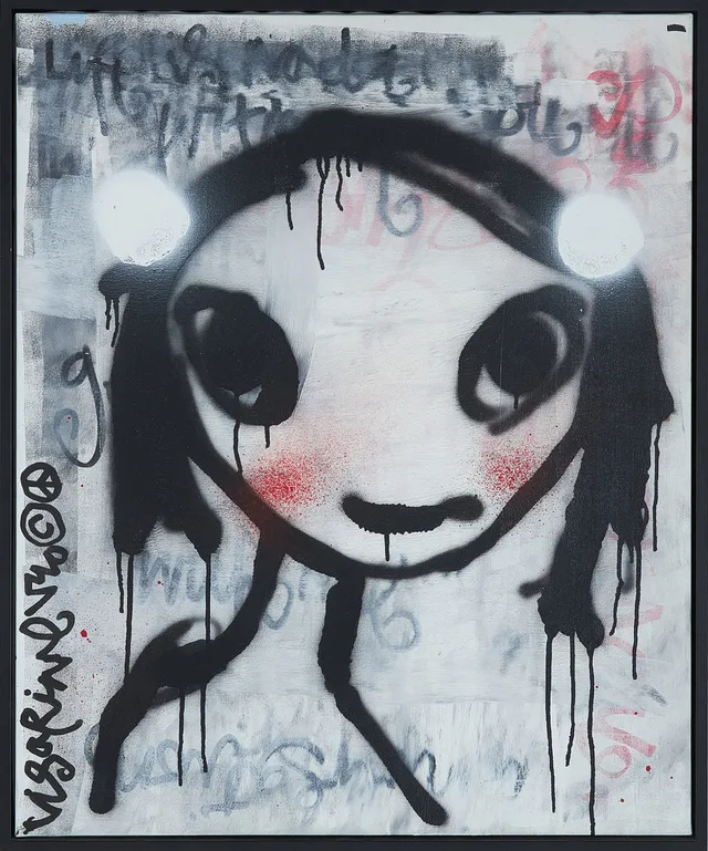 LISA RINNEVUO. "Peace", blandteknik på duk, signerad Lisa Rinnevuo.