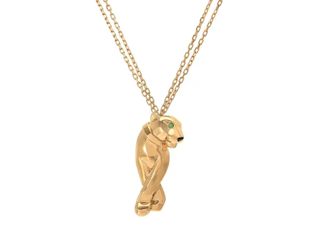 CARTIER, collier, Panthère de Cartier, 18K guld, onyx, tsavoriter, referensnr CRB7221900, serienr GQ0898, höjd 30 mm, längd 42/45 cm, vikt 14,4 g, smyckespåse.