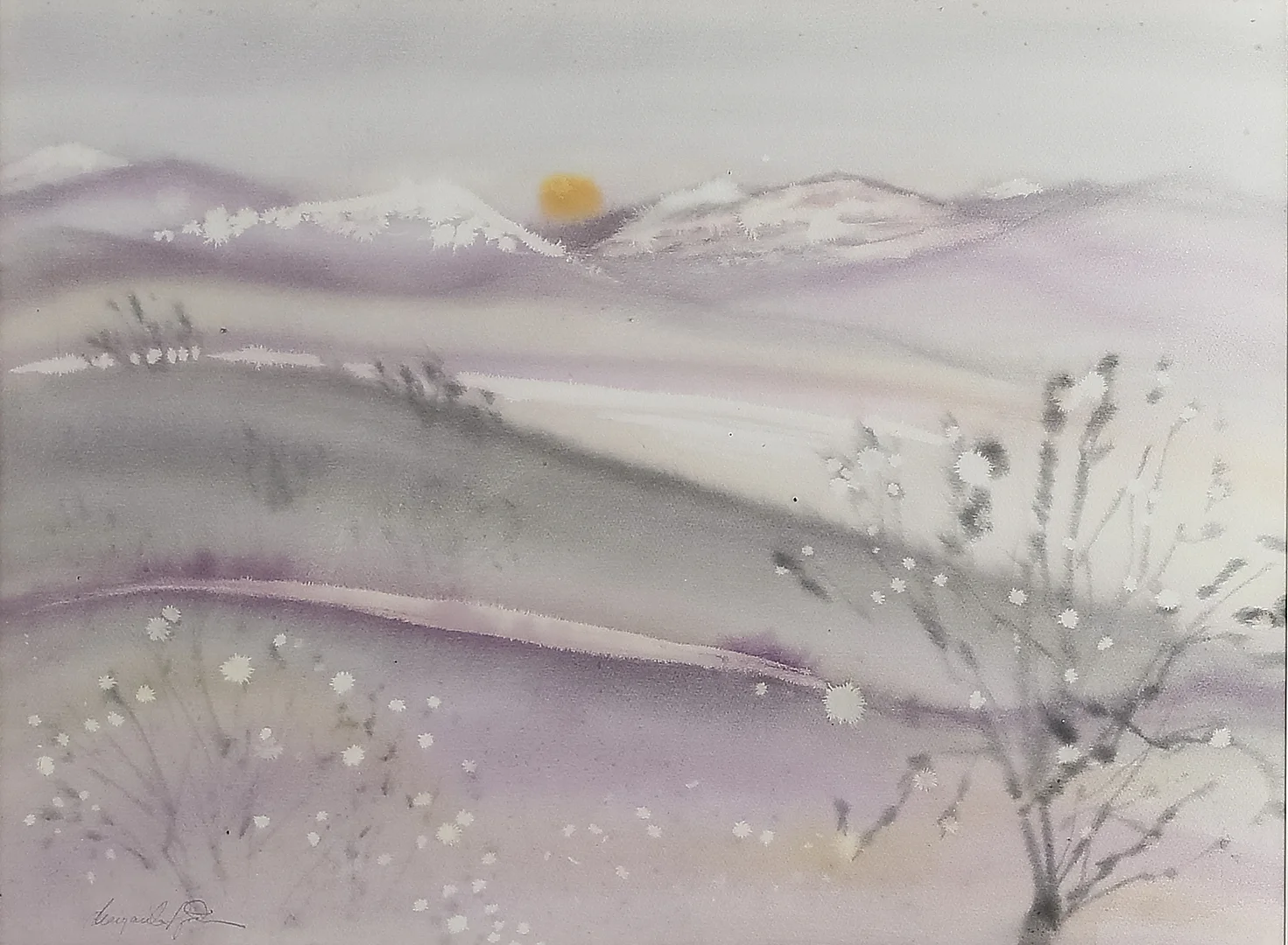 MARGARETA SJÖDIN. AKVARELL, "FJÄLL", signerad, 1970. — Paintings — Kalmar Auktionsverk