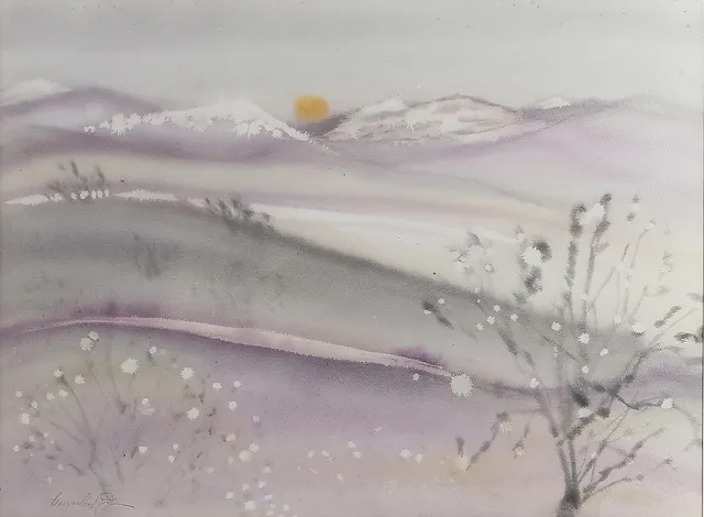 MARGARETA SJÖDIN. AKVARELL, "FJÄLL", signerad, 1970.