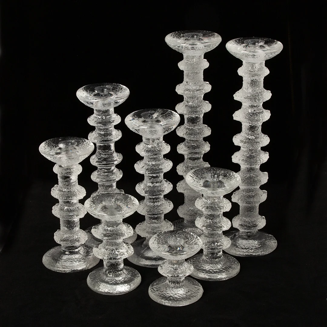 TIMO SARPANEVA. Ljusstakar, glas, åtta st, "Festivo", Ittala, Finland. — Utility glass — Stockholms Auktionsverk Göteborg