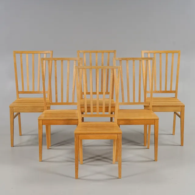 KRISTIAN ERIKSSON. Stolar 6 stycken "Fröjel" Massiv ek, G.A.D - Gute Art Design, 2000-tal.