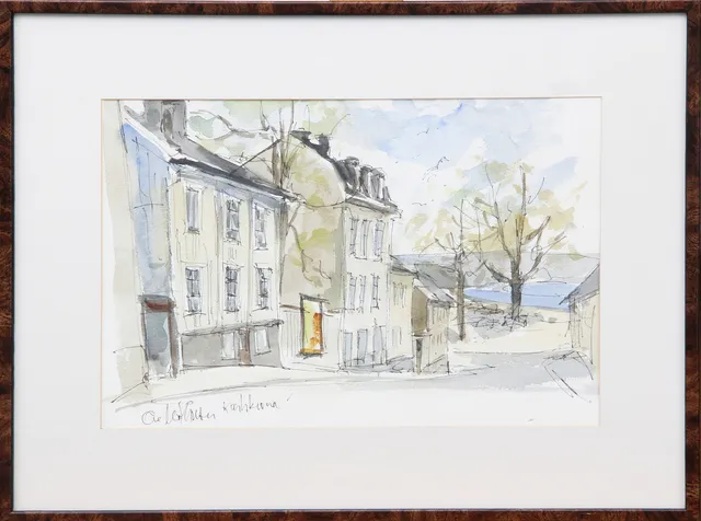 OLE MATHIESEN. AKVARELL, Karlskrona, signerad.
