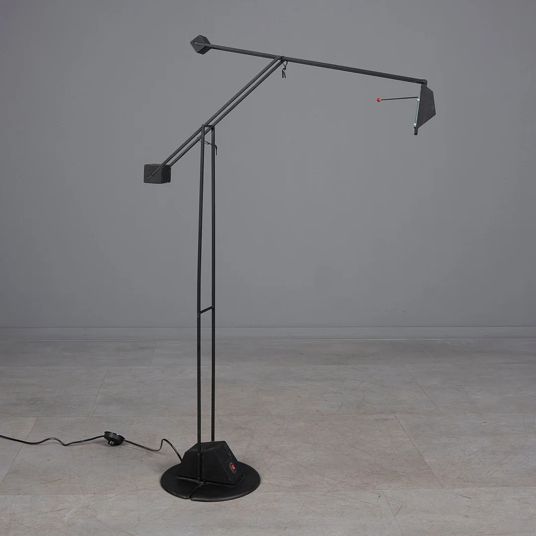 FRANZ HUSTADT. für Hustadt Leuchten, Stehlampe / Lampe, '3401/01', Metall, Kunststoff, 1980er Jahre, Deutschland. — Floor lights — Stockholms Auktionsverk Köln