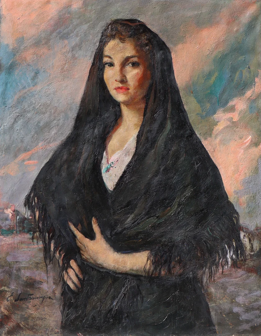 ERNEST SANTASUSAGNA (1900-1964). Retrato de una joven. — Paintings — Barcelona Auctions