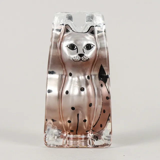 RENATE STOCK PAULSSON. Glasfigurin Katt, Sea Glasbruk.
