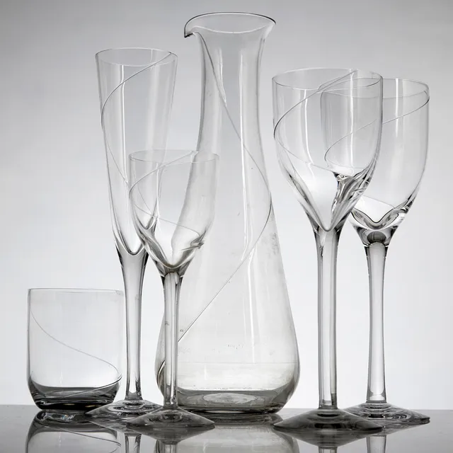ANNA EHRNER. "Line", servisglas, 61 dlr, Kosta Boda, dekor av glasslinga.