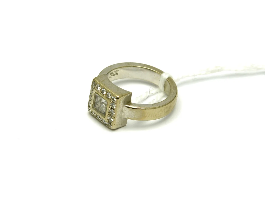 Ring 18K Vitguld med diamanter Chopard Happy Diamond Ref: 2802222. 82/289Ø 16½ i orginalbox, Certificat 16 brill FC = 0,33ct + 1 brill 0 0,05ct FC lose 10,8g — Smycken/Ring — Kaplans