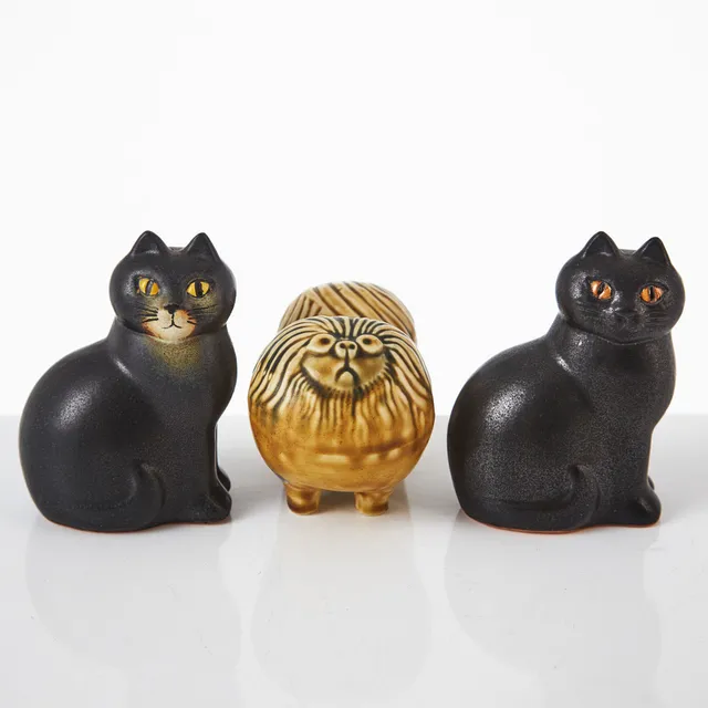 LISA LARSON. figuriner, 3 st, glaserat stengods.