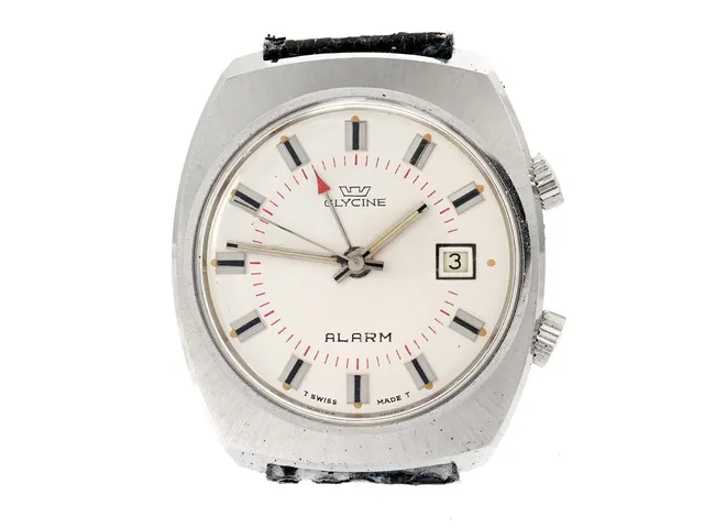 GLYCINE, Alarm (T Swiss Made T), Boett nr. 1188655 / 396434, herrur, 36 mm, stål, manuell, plexiglas, datum, alarm, läderband (se fördjupad info), ca 1968.