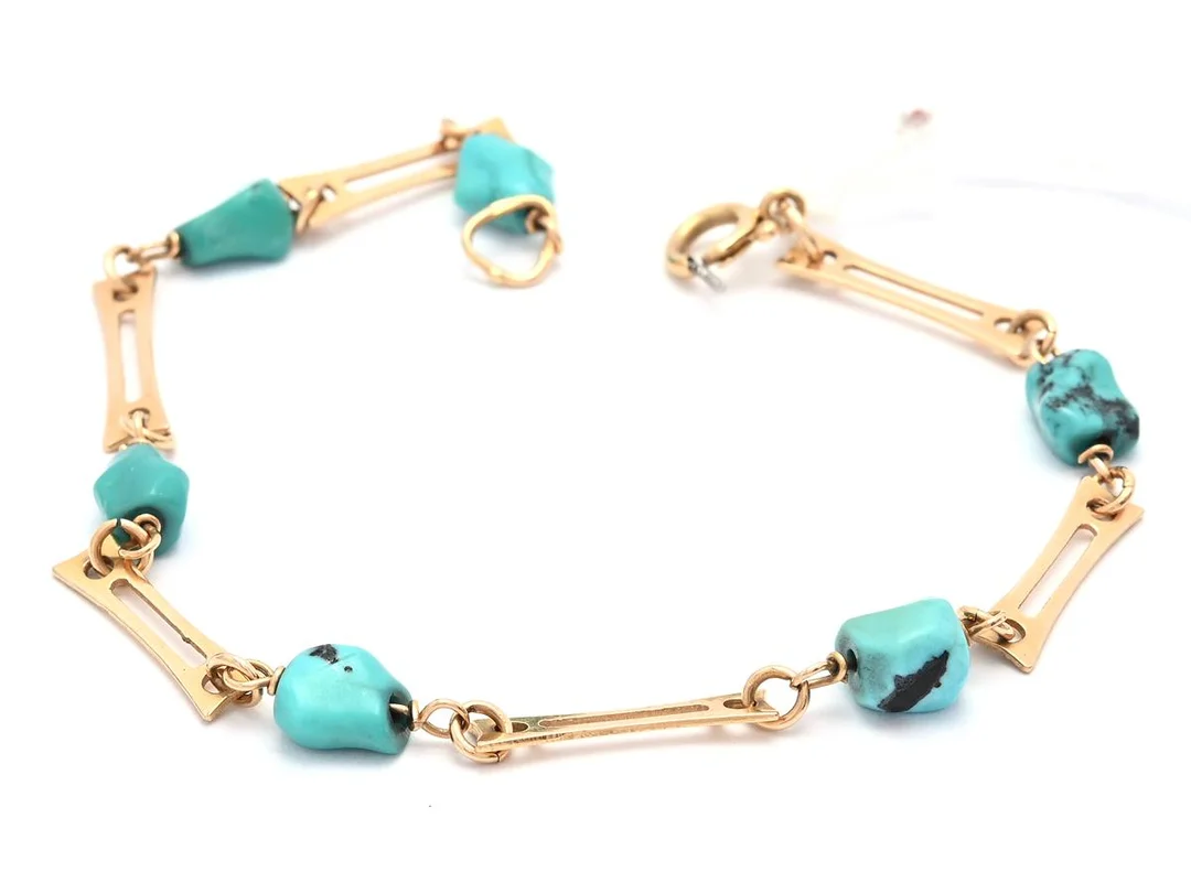 Armband 18K 4,1g med turkosa stenar 19cm — Smycken/Armband — Kaplans