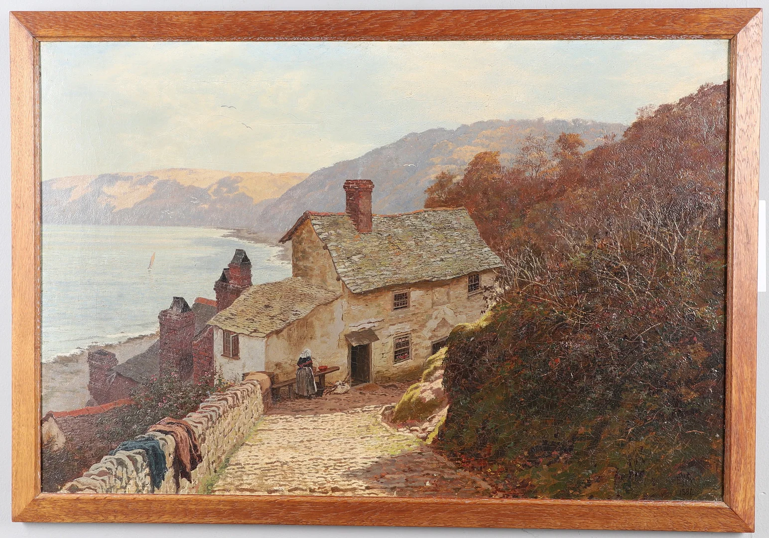EDWARD WILKINS WAITE, RBA (1854-1924). FIGURE BY A COTTAGE ON A COBBLED LANE AT CLOVELLY, DEVON. — Paintings — Lawrences Auctioneers