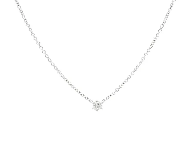 ENSTENSCOLLIER, 18K vitguld, briljantslipad diamant ca 0,08 ct, ca W/VS, längd 42/45 cm, vikt 1,8 g.