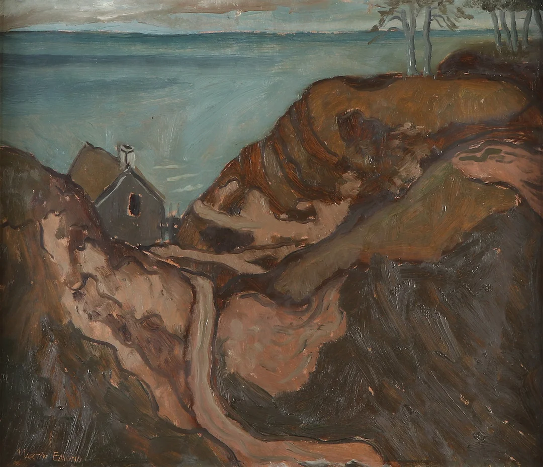 MARTIN EMOND. Oljemålning på pannå. Kustmotiv. Signerad. — Paintings — Skånes Auktionsverk
