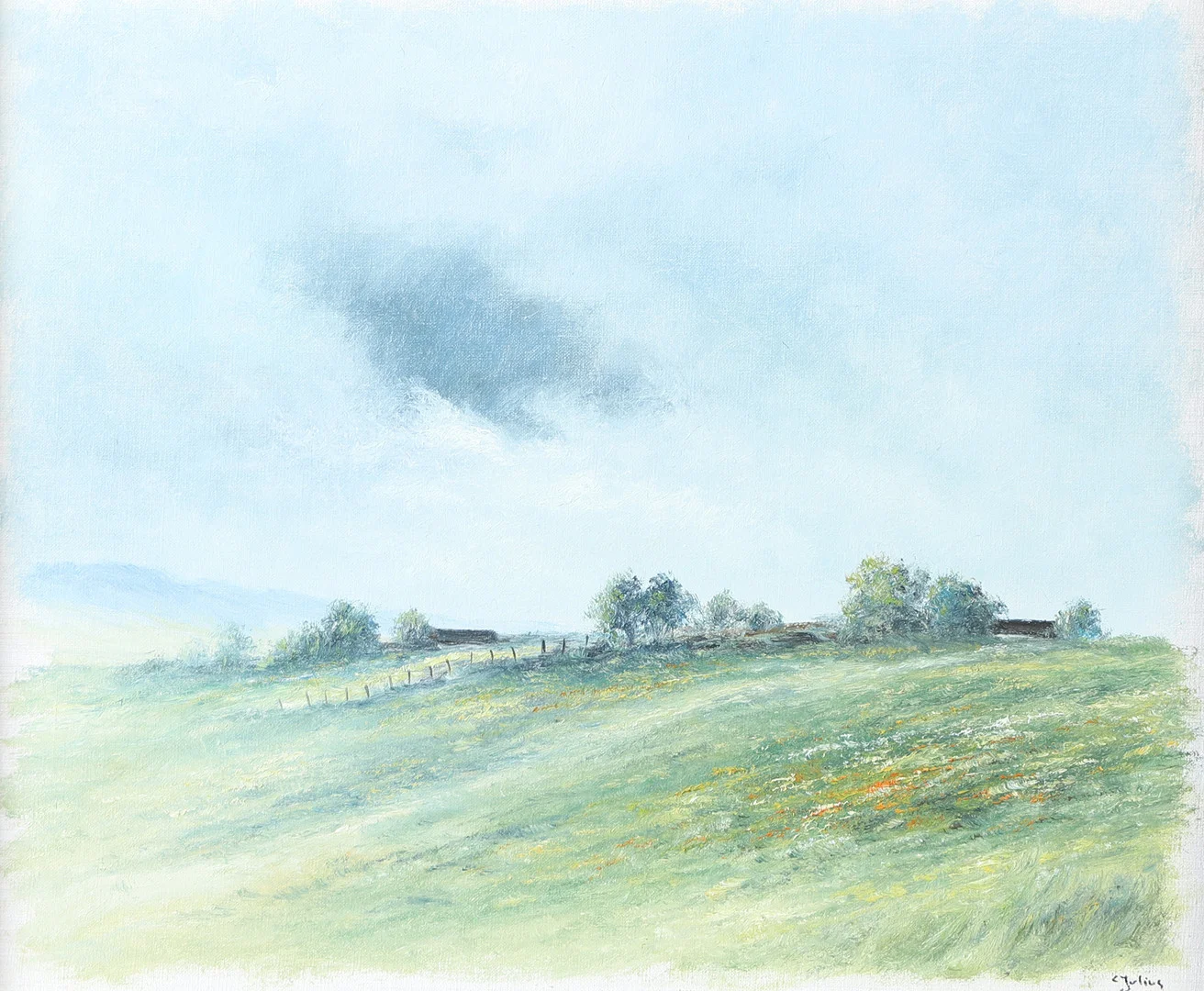 CARL JULIUS. "Skånelandskap", olja på duk, signerad C. Julius. — Paintings — Helsingborgs Auktionskammare
