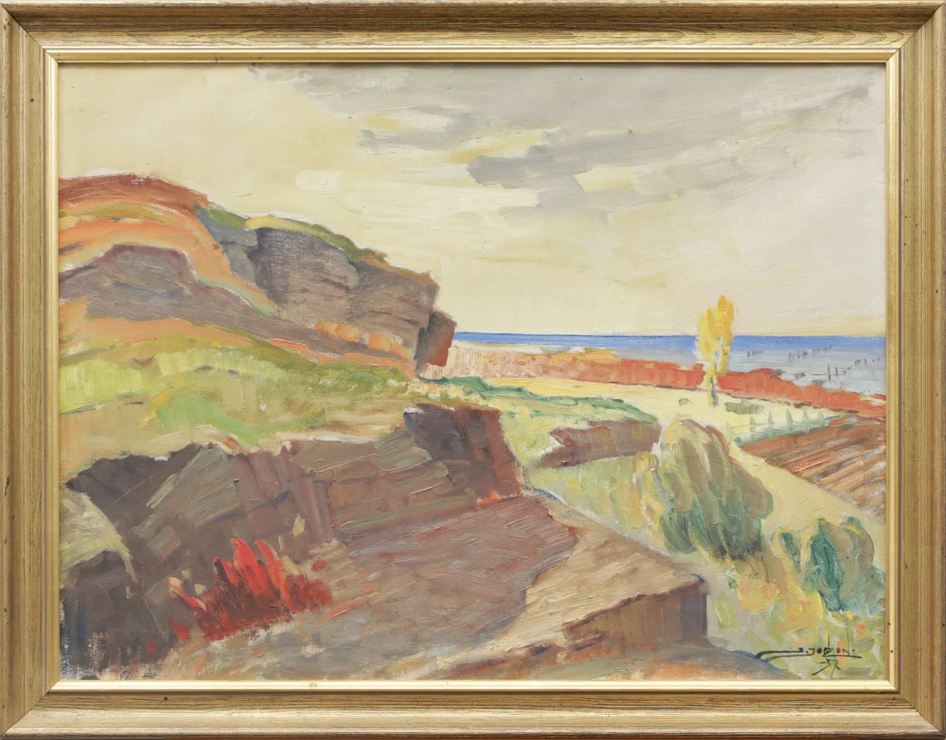 STIG JONZON. OLJA, på duk, tidig målning av konstnären, signerad, 1937. — Paintings — Kalmar Auktionsverk