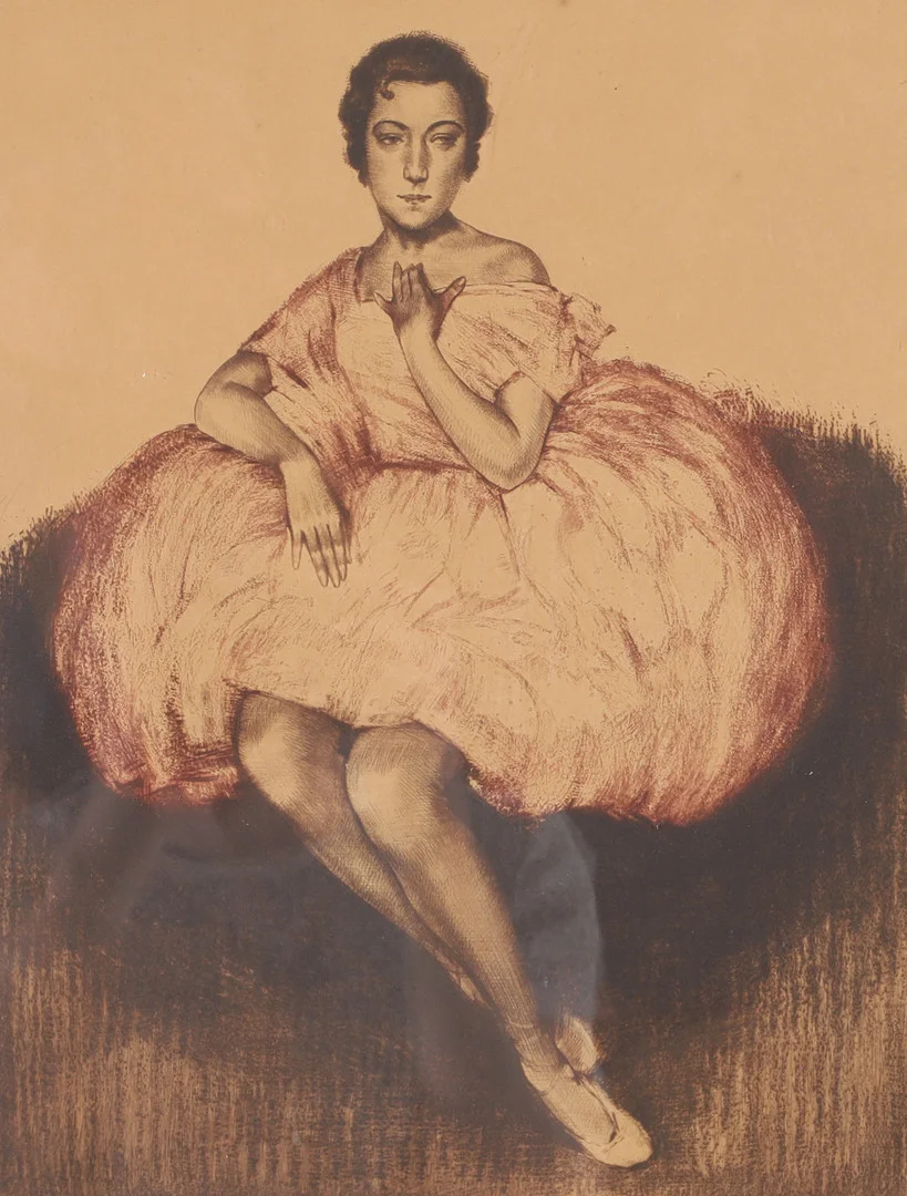 MAX BRÜNING. Ballerina, färgetsning, signerad. — Engravings & Prints — Helsingborgs Auktionskammare