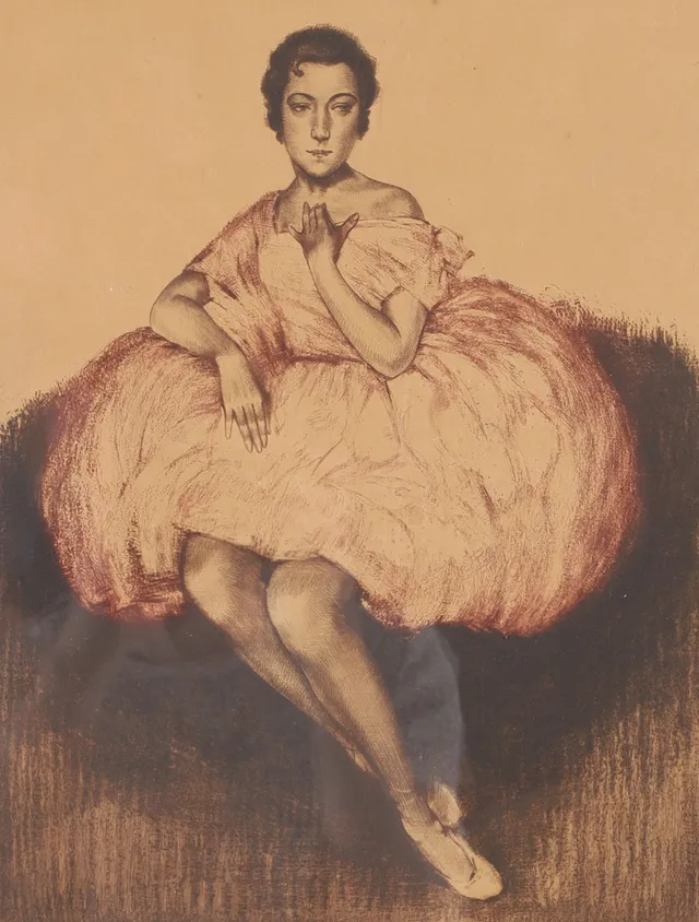 MAX BRÜNING. Ballerina, färgetsning, signerad.