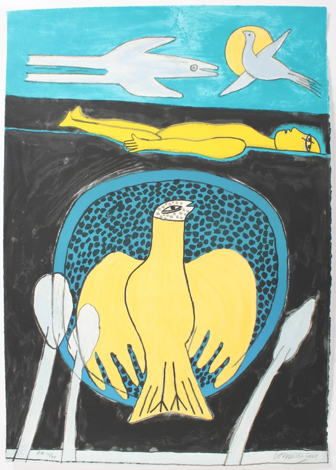 Corneille. Composition with birds. Lithograph — Paintings and sculptures/Prints and photography — Lauritz