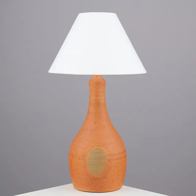 HELLE ALLPASS (1932-2000). Table lamp made of orange-glazed stoneware, own studio in Espergærde, Denmark, 1960/70s.