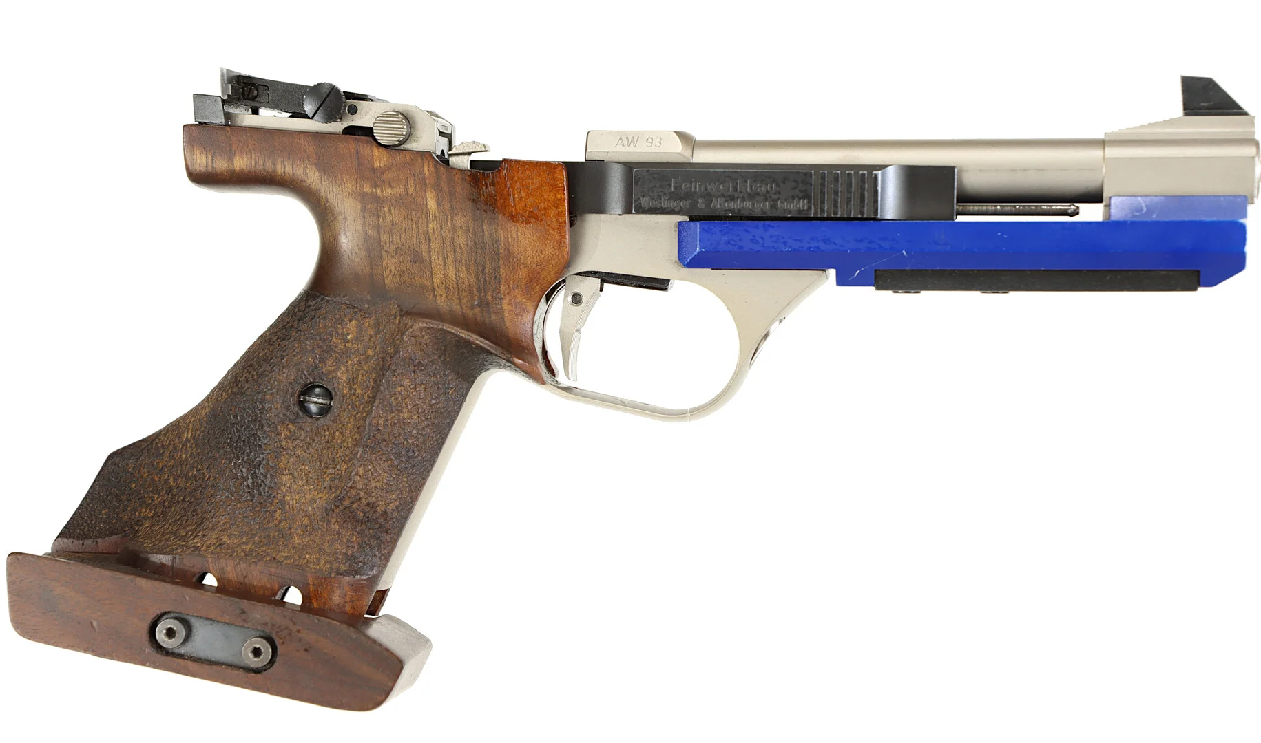 PISTOL, fabrikat Feinwerkbau, modell AW 93 Light, kaliber .22LR, tillv.nr 5197, se-nr SE2155839. — Pistols — Walter Borg