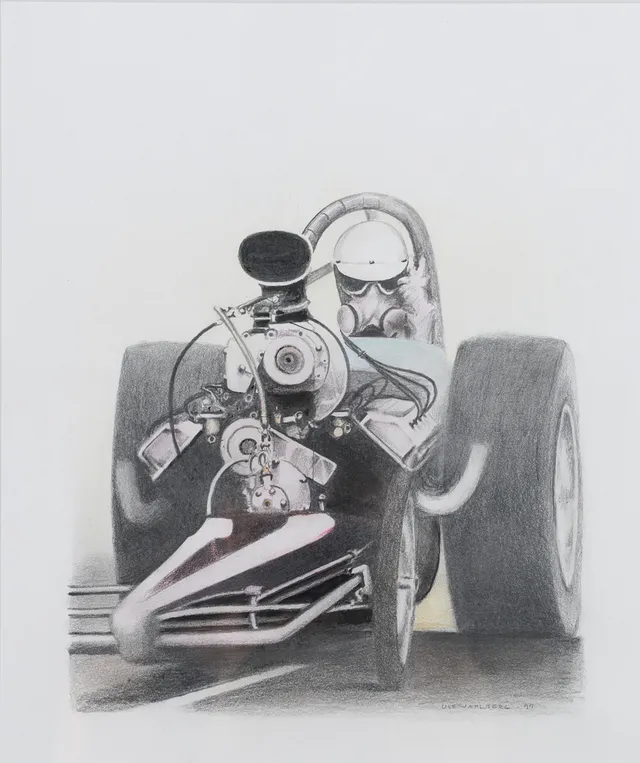 ULF WAHLBERG. "Victory", teckning (krita), signerad samt daterad -99.