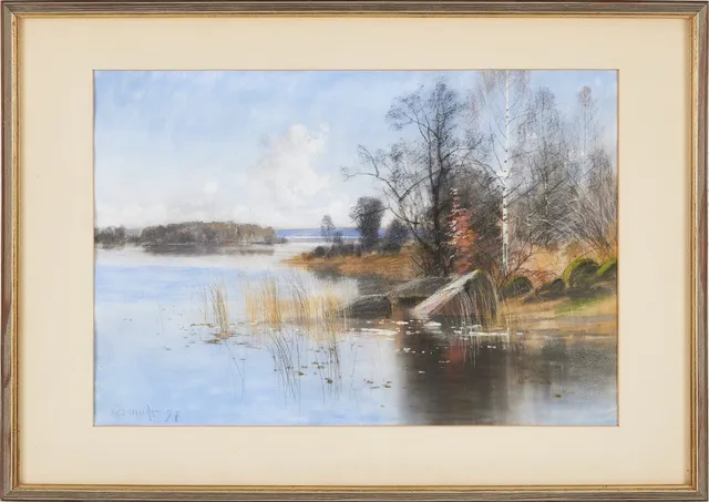 CARL BRANDT. Insjölandskap, pastell på papper, signerad, daterad 1897.