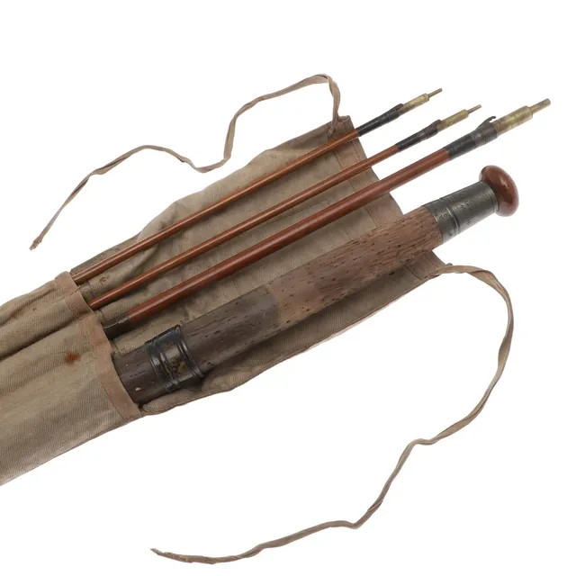 EARLY HARDY FISHING ROD & WOODEN BOX.