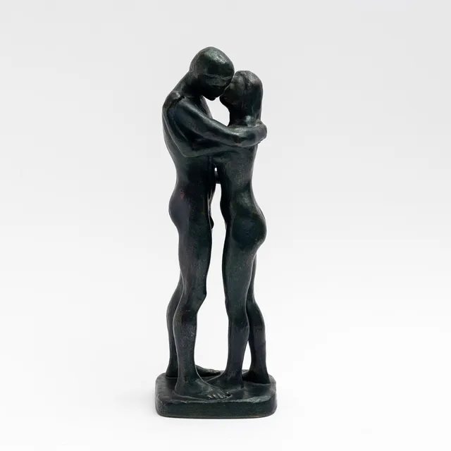GUDMAR OLOVSON. Skulptur, grönmålad konstmassa, "Les deux arbres"/"De två träden", signerad.