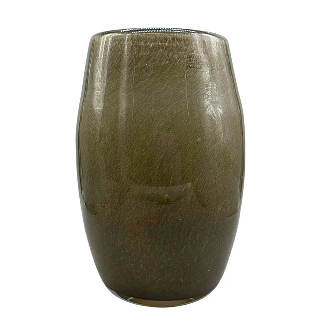 BAUHOLZ DESIGN. GROSSE ÜBERFANG-GLASVASE IN GRÜN.