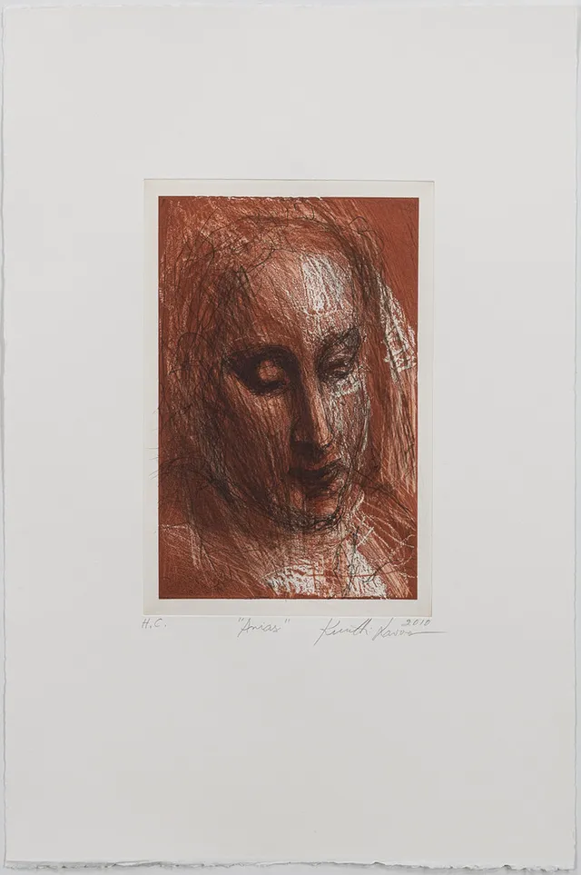 KUUTTI LAVONEN. "Arias", etsning, oramat blad.