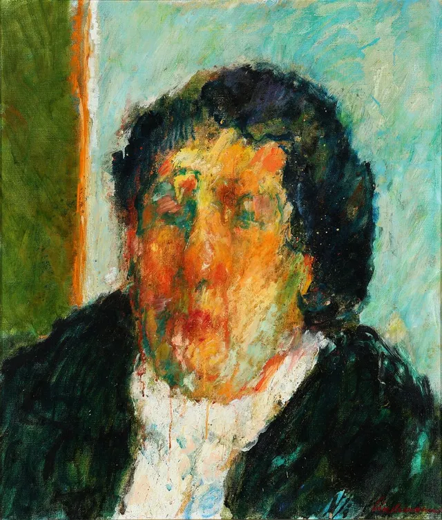 Portrait, 1980. Signed Lindemann and dated on the reverse. Oil on canvas. 72×61 cm.