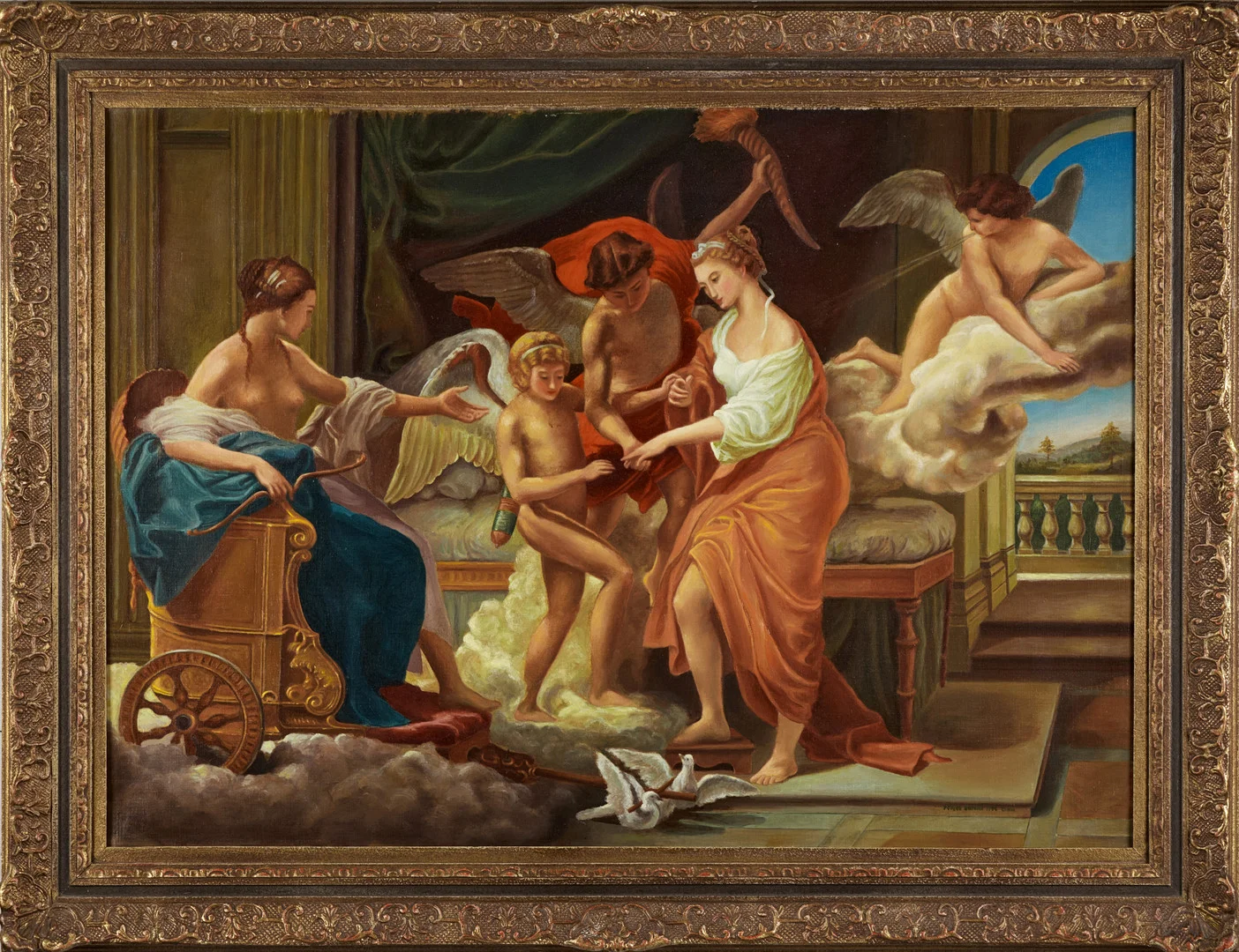 POMPEO GIROLAMO BATONI (1708-1787): kopia efter/copy after 1900-talets första hälft, "The Marriage of Cupid and Psyche", olja på duk. — Paintings — Crafoord Auktioner Stockholm