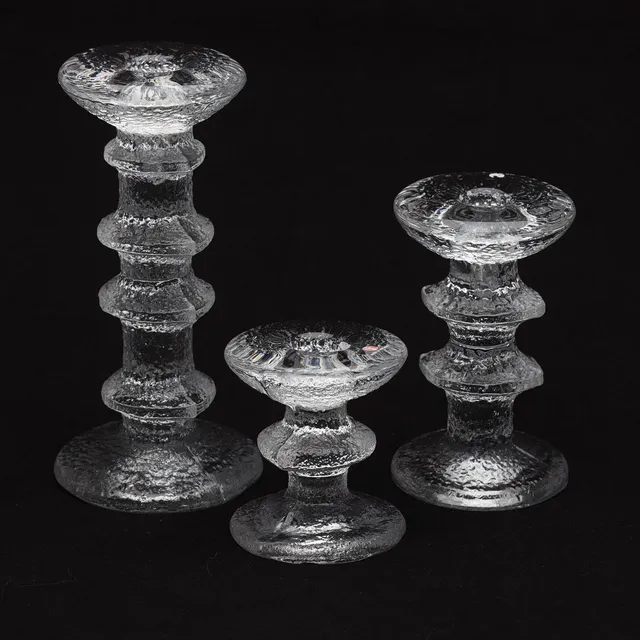 TIMO SARPANEVA. LJUSSTAKAR, 3 stycken, glas, "Festivo", Iittala.
