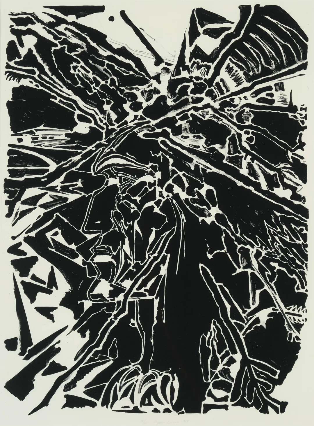 Ransve, Bjørn — "Stor kamuflasjeindianer" 1984 — Kunst/Grafikk — Blomqvist