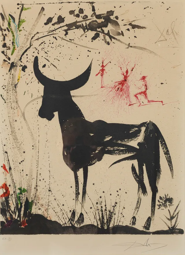 SALVADOR DALÍ. Färglitografi "Awating the Fray" ur "Carmen". Signerad EA IV/VI.