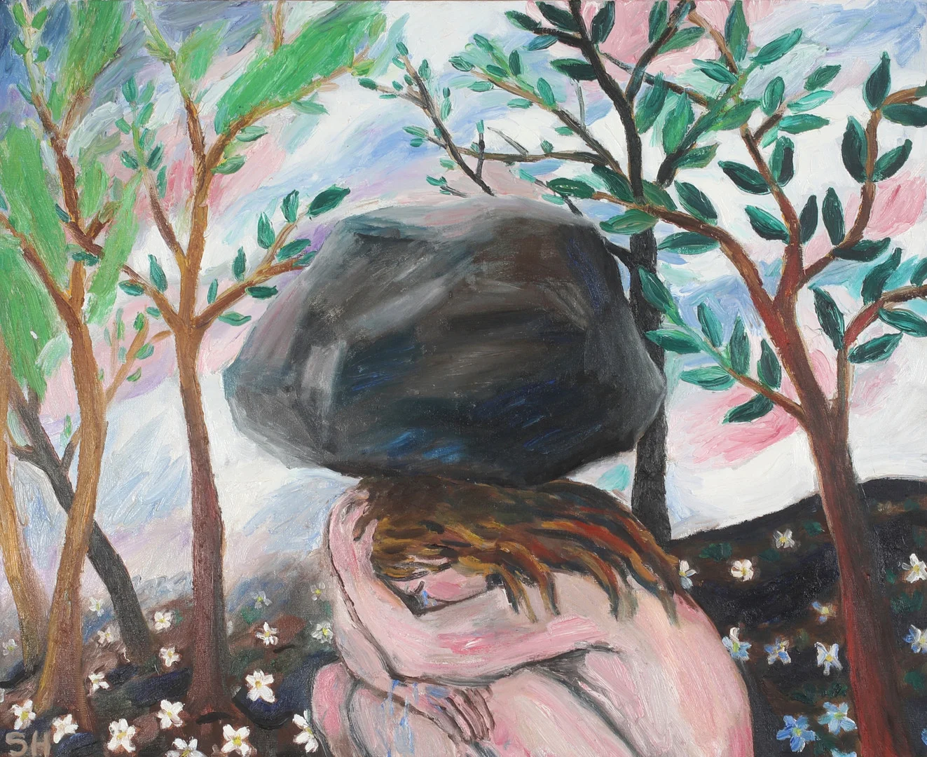 SAARA HARJU. "Vårbild", olja på duk, signerad. — Paintings — Stadsauktion Sundsvall