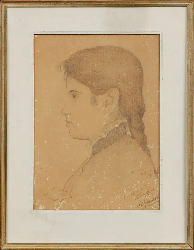 ALBERT THEODOR GELLERSTEDT. Porträtt, blyertsteckning, signerad.