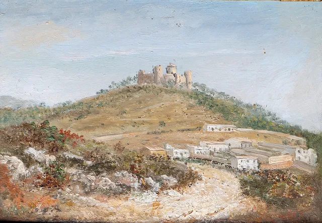 ESCUELA MALLORQUINA DEL SIGLO XIX. Vista de Artà, Mallorca.