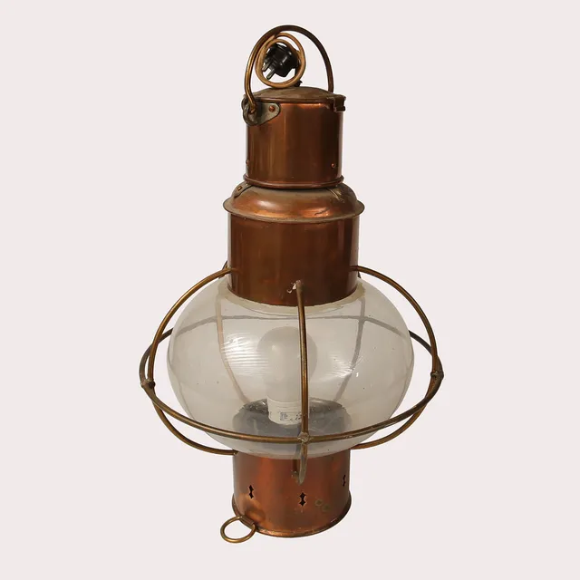 LANTERNA/LYKTA Koppar/mässing/glas, 1900- talets första hälft.