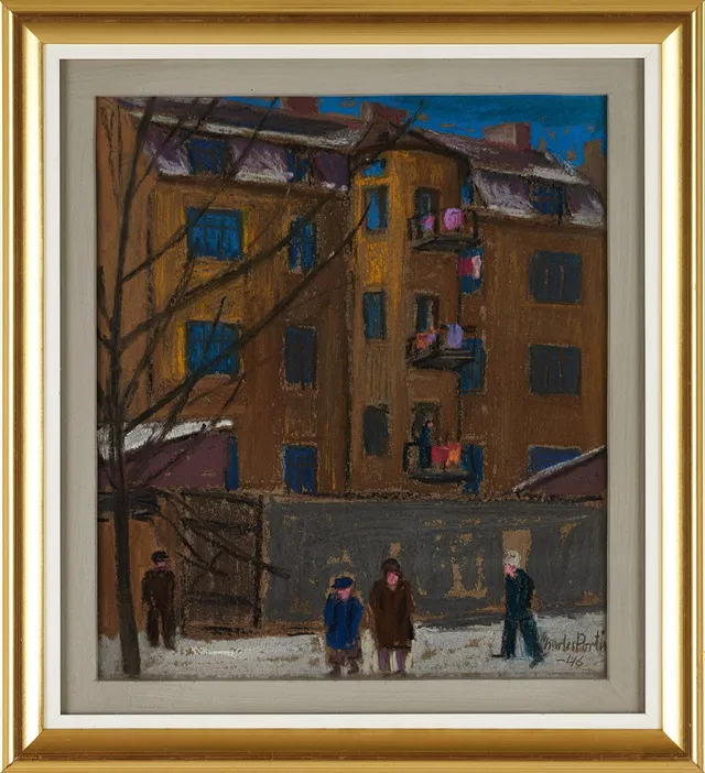 CHARLES PORTIN (Sverige 1889-1980): Husfasader - Stockholm, signerad och daterad Charles Portin -46, pastell.