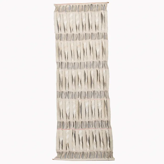KATARINA RÖJGÅRD. Textilt konstverk, delvis genombruten, Sverige 1960/70-tal, broderad signatur KR.
