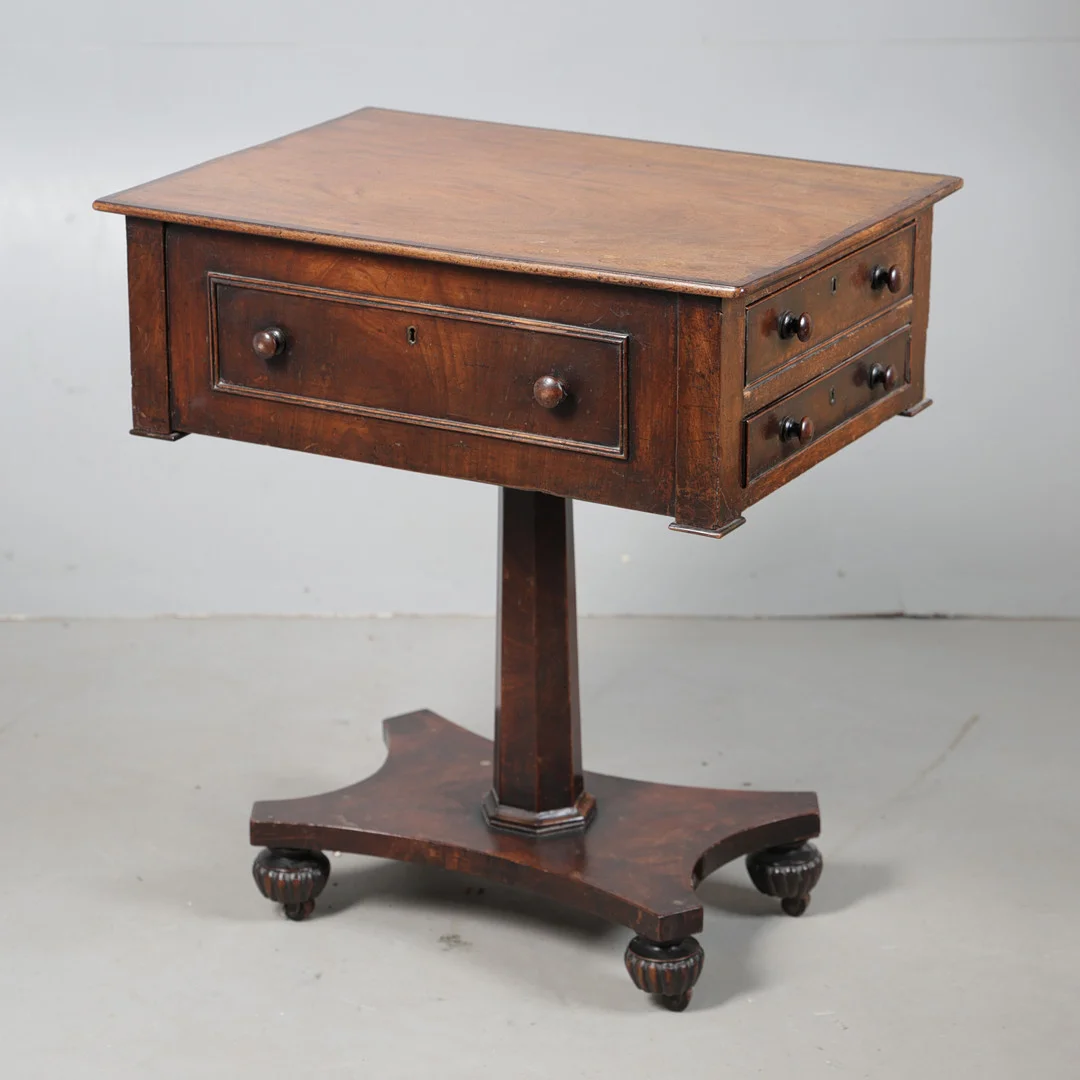 AN UNSUAUL WILLIAM IV MAHOGANY WORK TABLE. — Cupboards, Cabinets & Shelves — Bishop & Miller